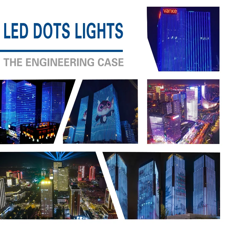  Outdoor Full Color Led Dot Light Customization P125 Building Facade Lighting Display Led Pixel Light