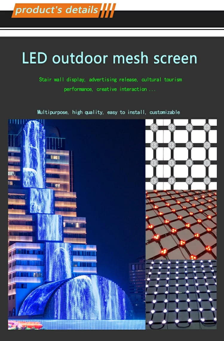P55 Flexible Building Facade Lighting Led Curtain Outdoor Landscape Soft Led Mesh Screen In Morocco