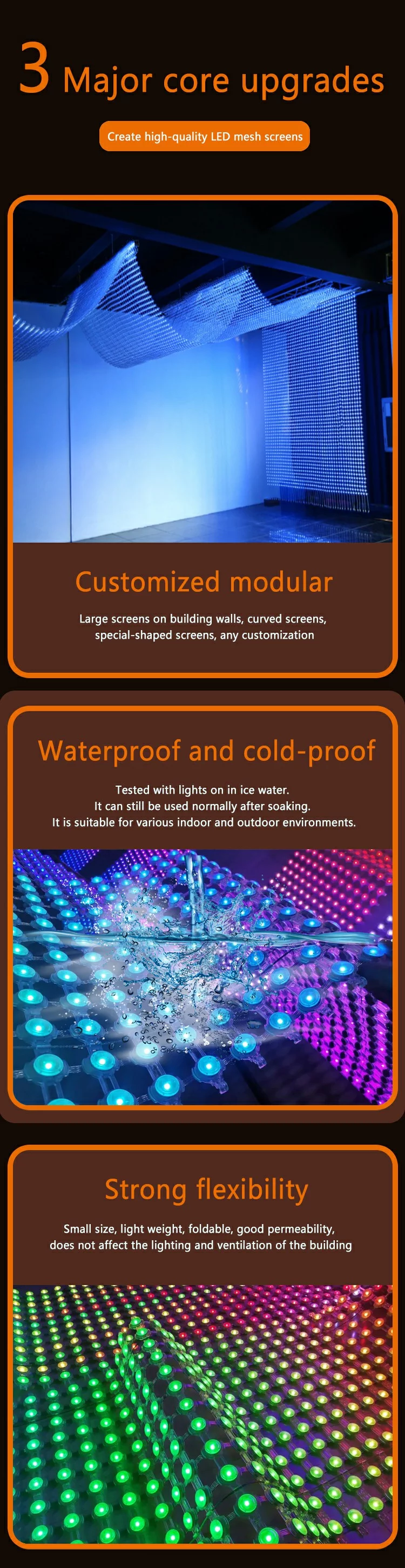 P50 DMX Outdoor LED Point Light Mesh Screen Video Wall - Flexible Display Screen LED Curtain in Vietnam