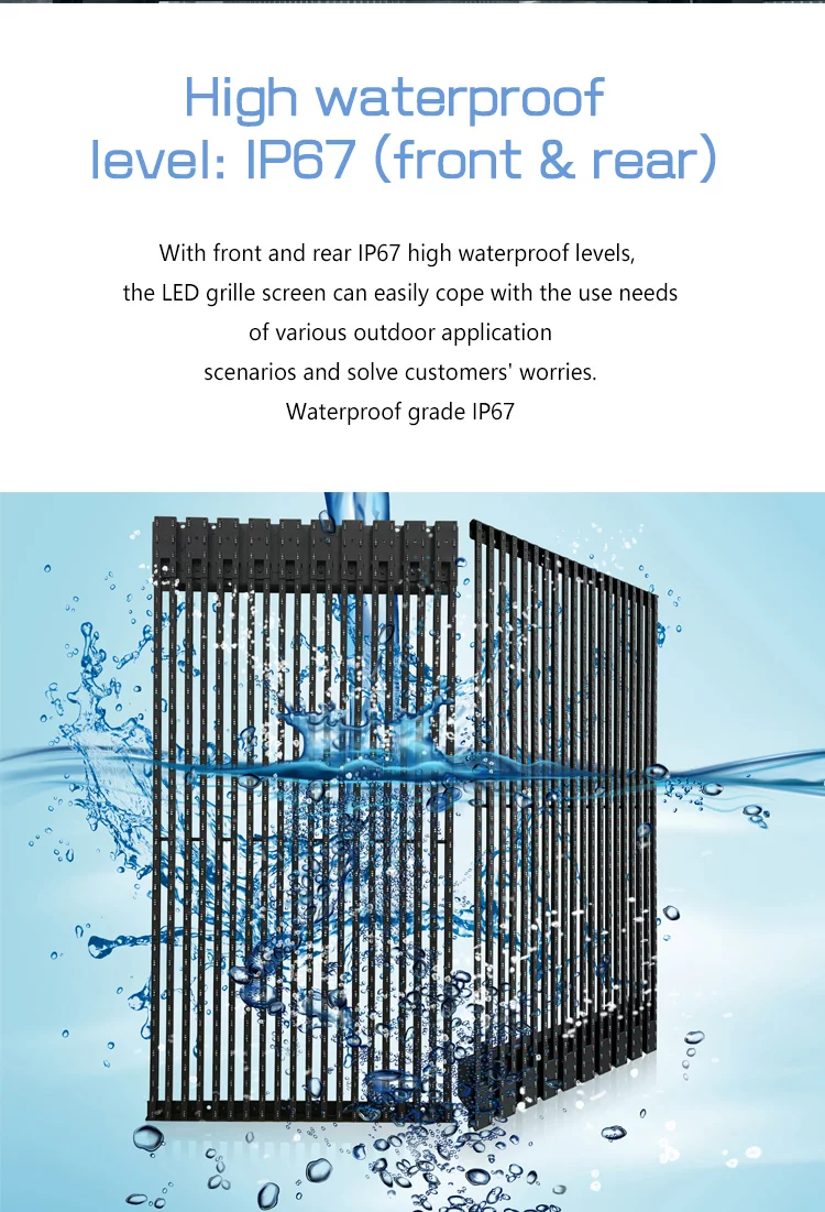 P15.6 See-Through Full Color LED Grille Screen - Large High Brightness LED Grid Display Panel in South Africa